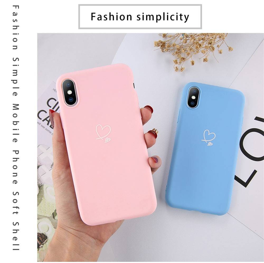 Lovebay Colorful Love Heart Case For iPhone 6 6S 7 8 Plus 11 Pro X XR XS Max 5 5s SE Candy Color Phone Case Soft TPU Back Cover