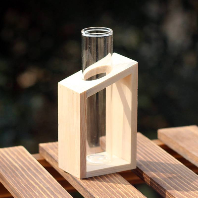 Hot Sale Crystal Glass Test Tube Vase in Wooden Stand Flower Pots for Hydroponic Plants Home Garden Decoration Hot Sale Crystal Glass Test Tube Vase in Wooden Stand Flower Pots for Hydroponic Plants Home Garden Decoration