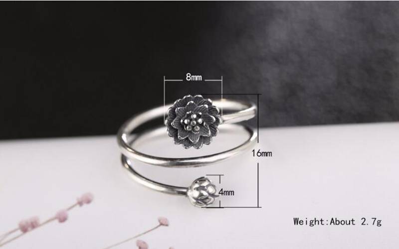Lotus Flower New products Promotions 925 Sterling Silver Lotus Rings Creative Flower Simple Fashion Jewelry For Women VRS2307 Lotus Flower New products Promotions 925 Sterling Silver Lotus Rings Creative Flower Simple Fashion Jewelry For Women VRS2307 Ring Size : Resizable