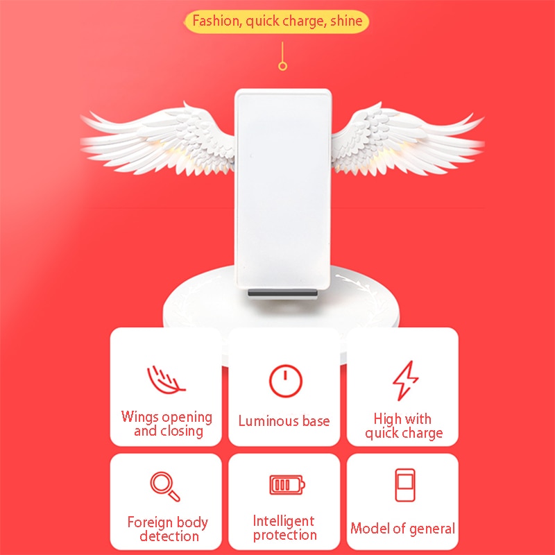 10W Drahtlose Ladegerät Engel Flügel Nacht Licht Handy Drahtlose Ladegerät für Android Apple USB Schnelle Ladung mit Nacht licht 10W Drahtlose Ladegerät Engel Flügel Nacht Licht Handy Drahtlose Ladegerät für Android Apple USB Schnelle Ladung mit Nacht licht
