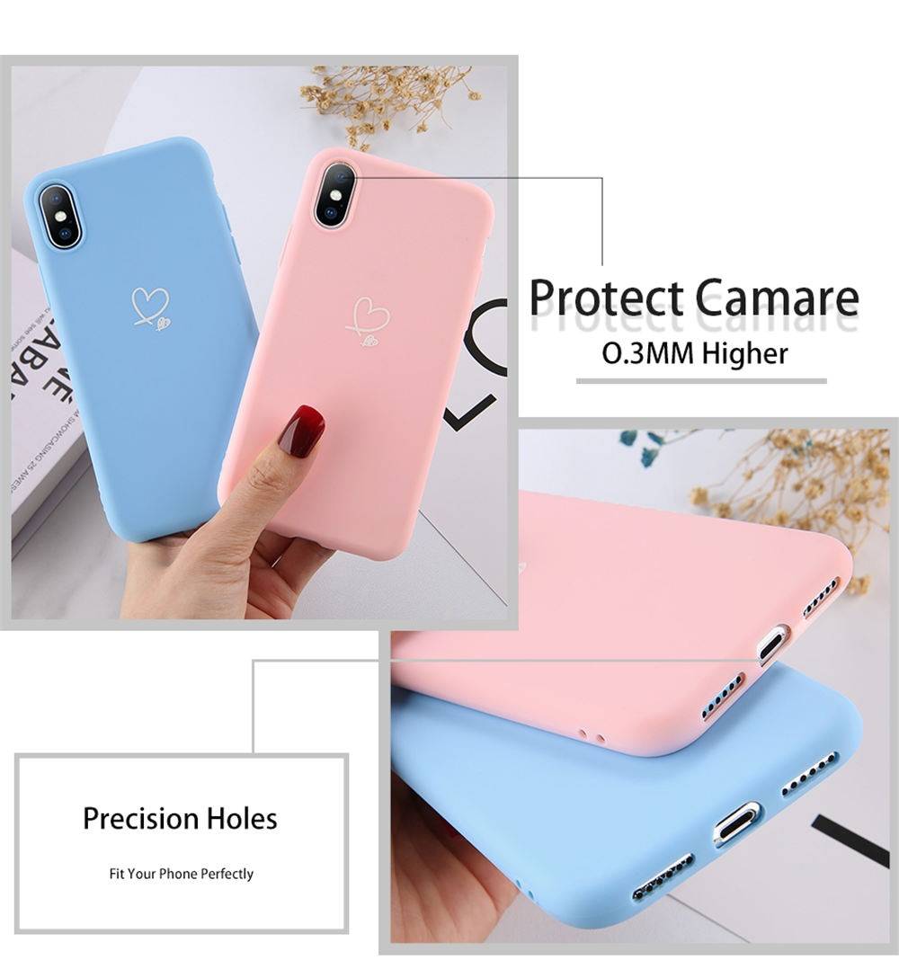 Lovebay Colorful Love Heart Case For iPhone 6 6S 7 8 Plus 11 Pro X XR XS Max 5 5s SE Candy Color Phone Case Soft TPU Back Cover
