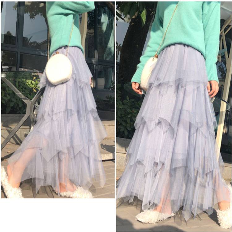 Women irregular Tulle Skirts Fashion Elastic High Waist Mesh Tutu Skirt Pleated Long Skirts Midi Skirt Saias Faldas Jupe Femmle Women irregular Tulle Skirts Fashion Elastic High Waist Mesh Tutu Skirt Pleated Long Skirts Midi Skirt Saias Faldas Jupe Femmle