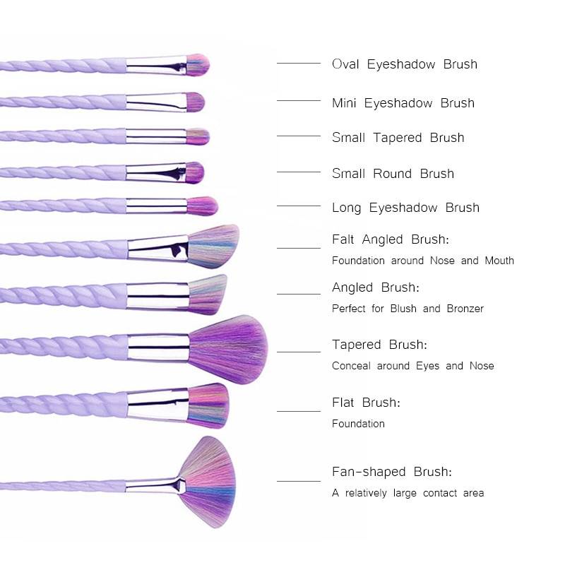 Hot 10pcs Unicorn Makeup Brushes Set Foundation Eyeshadow Base Powder Blush Blending Brushes Makeup Brush Cosmetic Tools