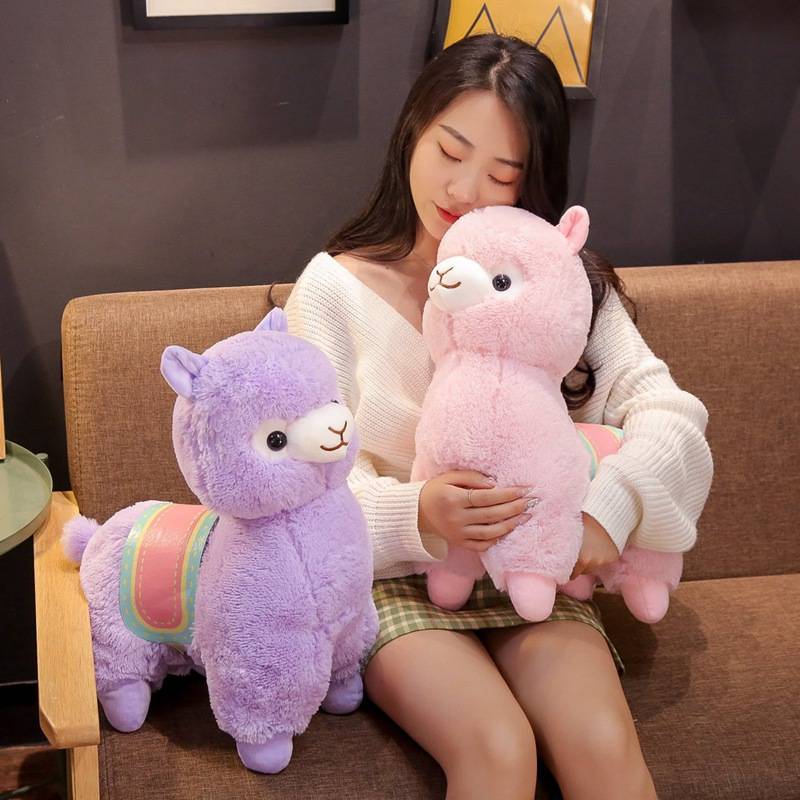 Hot New 1PC 35/50CM Cute Saddle Alpaca Plush Toys Soft Plush Alpacasso Alpaca Dolls Stuffed Animal Toy Children Birthday Gift Toys Height : 35cm|50cm 