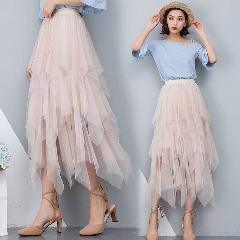 Pleat High-waist Skirt Women's Clothing Color : White|Black|Gray|Brown|Pink|Beige 