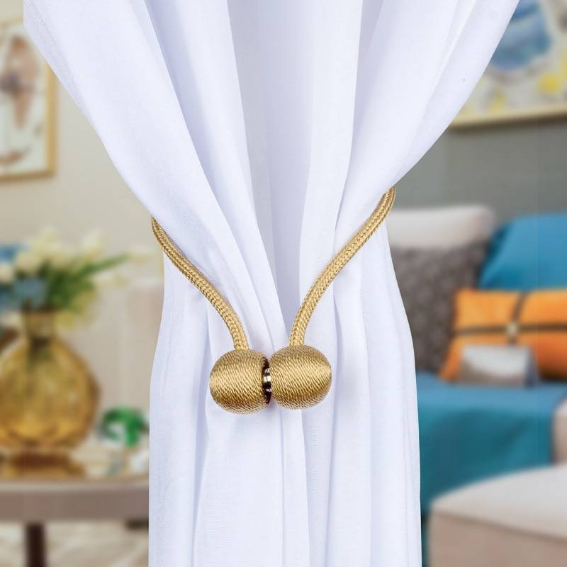 Magnetic Pearl Ball Curtain Tiebacks Tie Backs Holdbacks Buckle Clips Accessory Curtain Rods Accessoires Home & Garden Color : Red|purple|beige|black|white|orange|light coffee|lake blue|gold|silver grey 