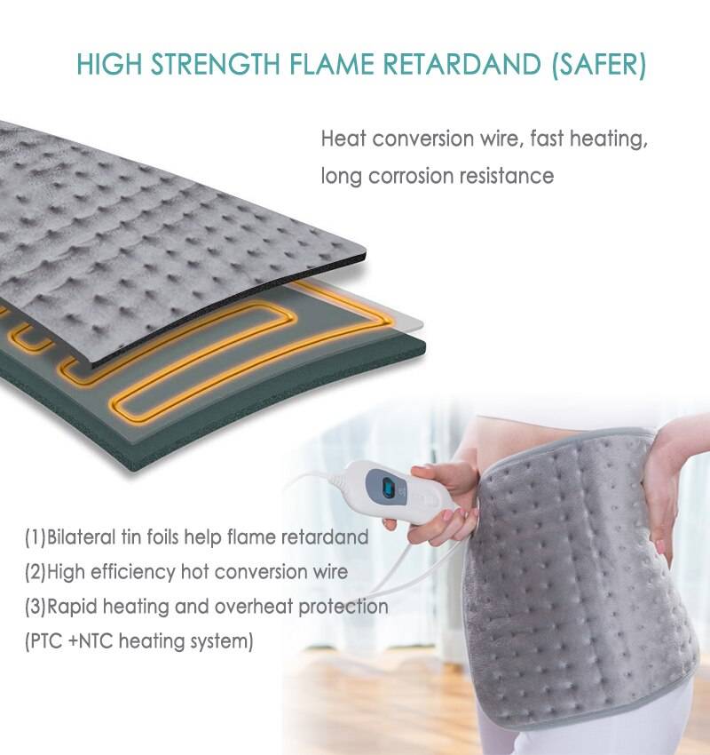 220-240V 100W 40*30cm Microplush Electric Heating Pad for Abdomen Waist Back Pain Relief Winter Warmer 3 Heat Controller EU Plug