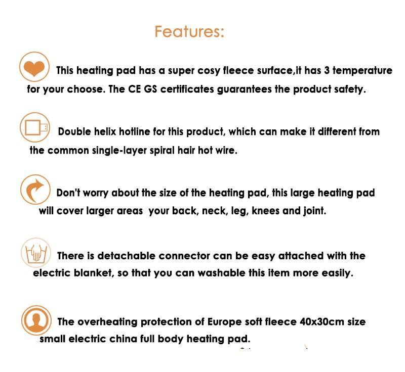 220-240V 100W 40*30cm Microplush Electric Heating Pad for Abdomen Waist Back Pain Relief Winter Warmer 3 Heat Controller EU Plug