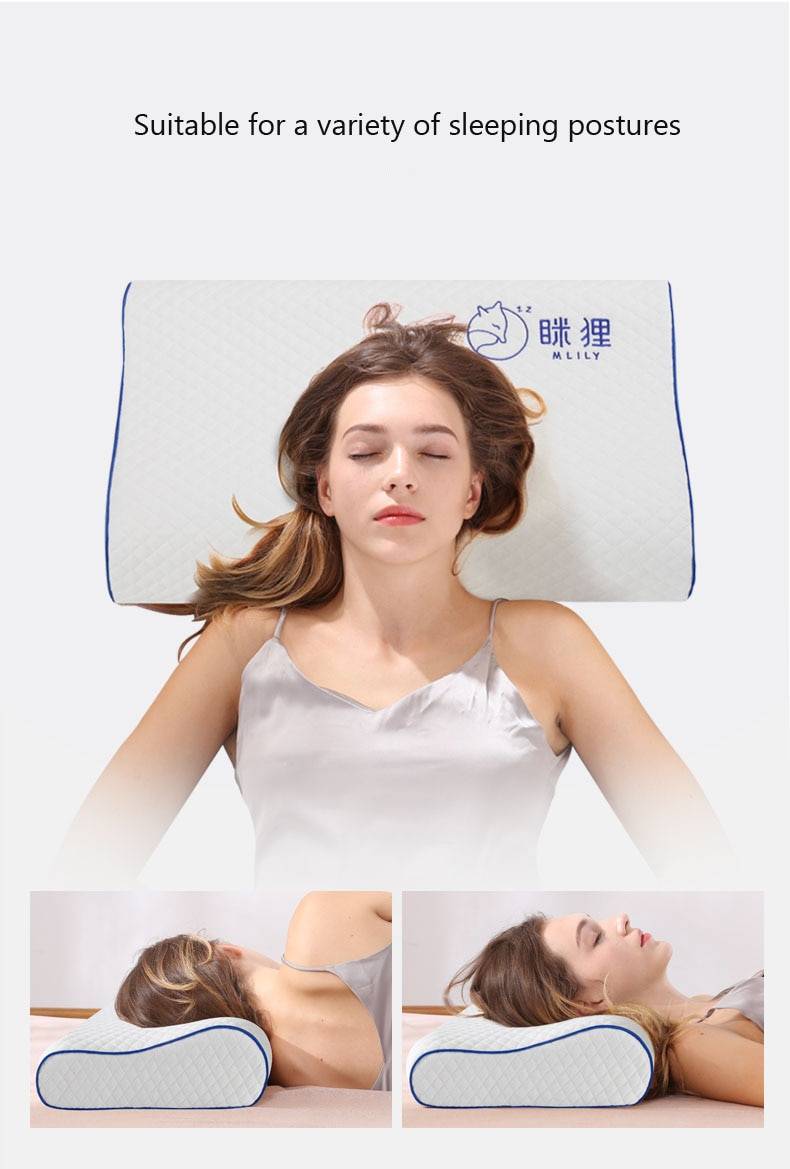 Mlily Memory Foam Bed Orthopedic Pillow for Neck Pain Sleeping with Embroidered Pillowcase 60*30cm