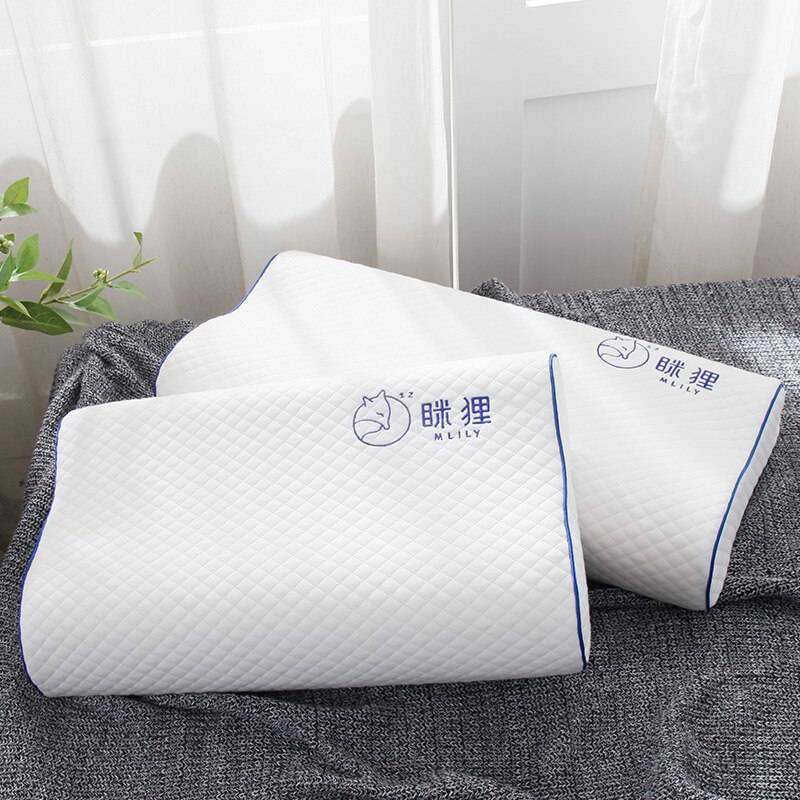 Mlily Memory Foam Bed Orthopedic Pillow for Neck Pain Sleeping with Embroidered Pillowcase 60*30cm